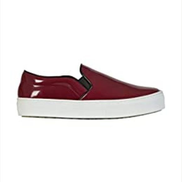 Celine Shoes - Celine Burgundy Patent Leather Slip On Sneakers